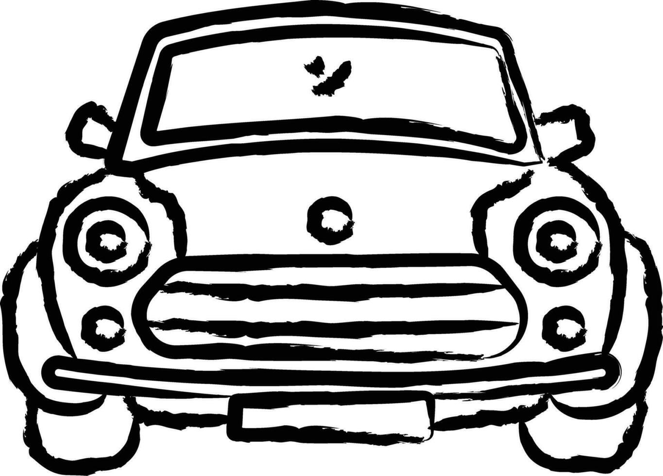 car retro front view hand drawn vector illustration