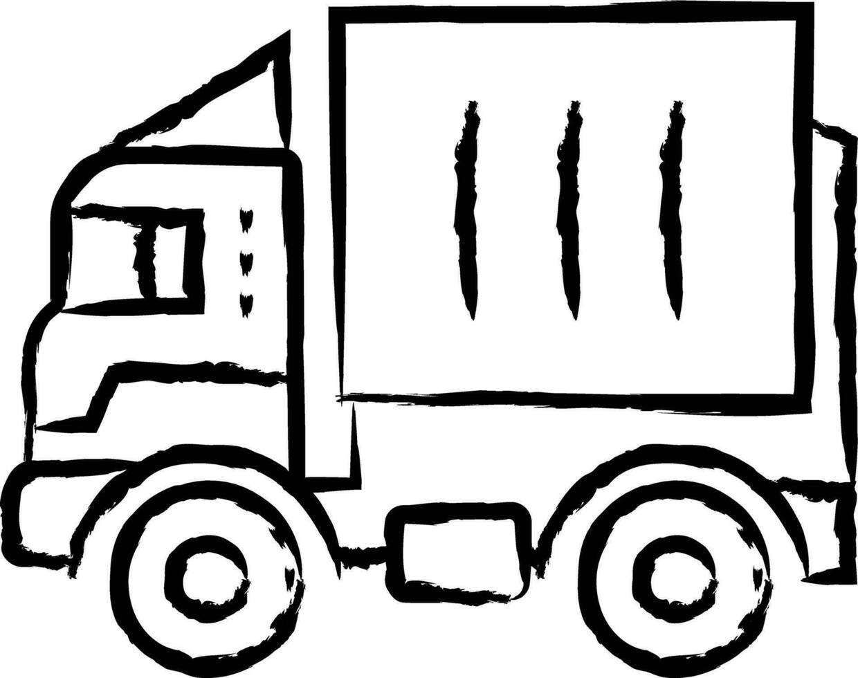 Container truck hand drawn vector illustration