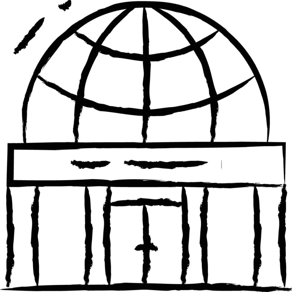 Planetarium building hand drawn vector illustration