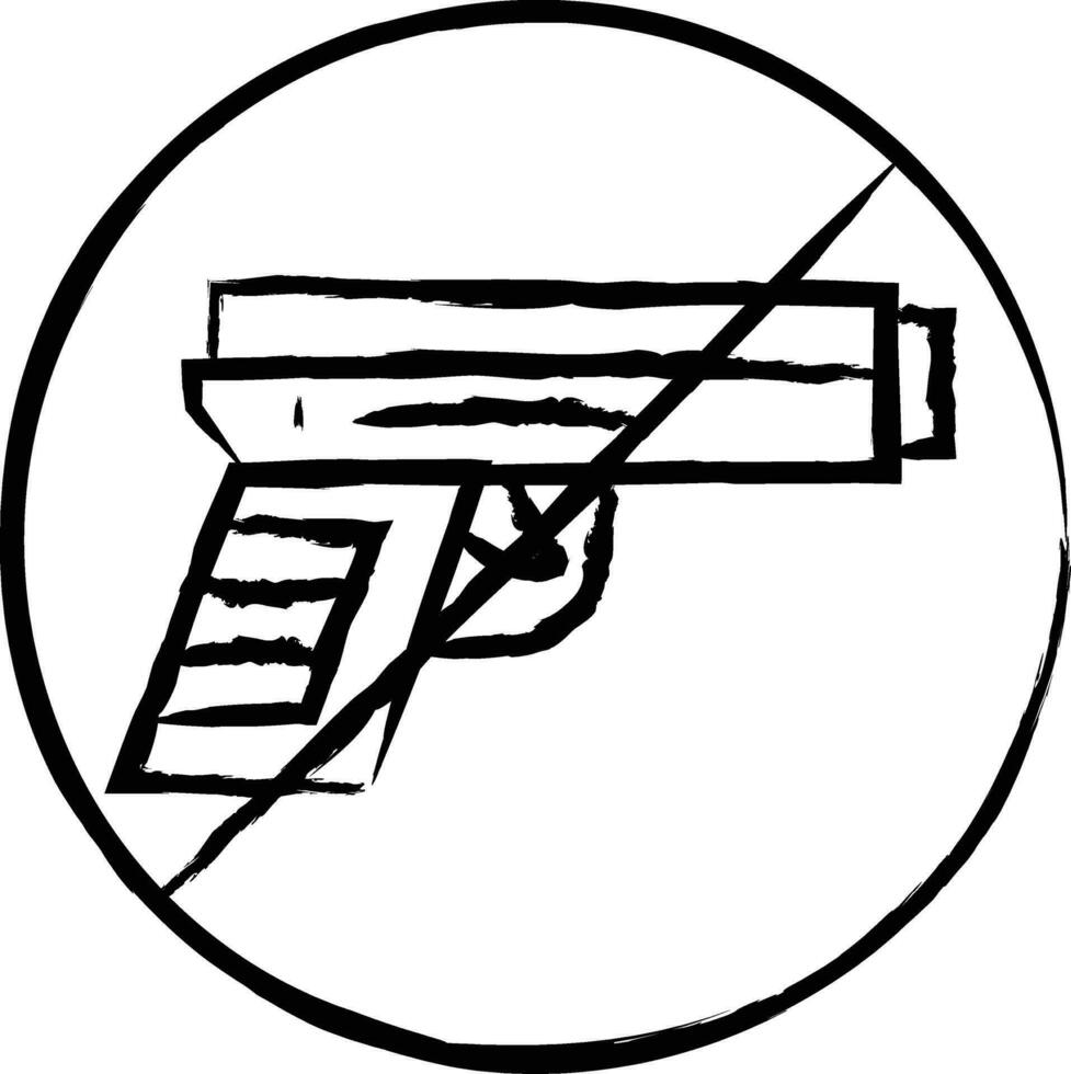 Ban gun hand drawn vector illustration