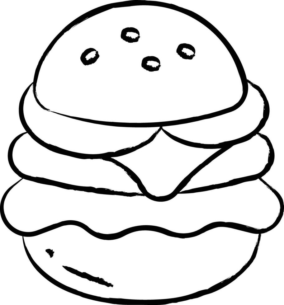 queso empanada carne de vaca hamburguesa mano dibujado vector ilustración