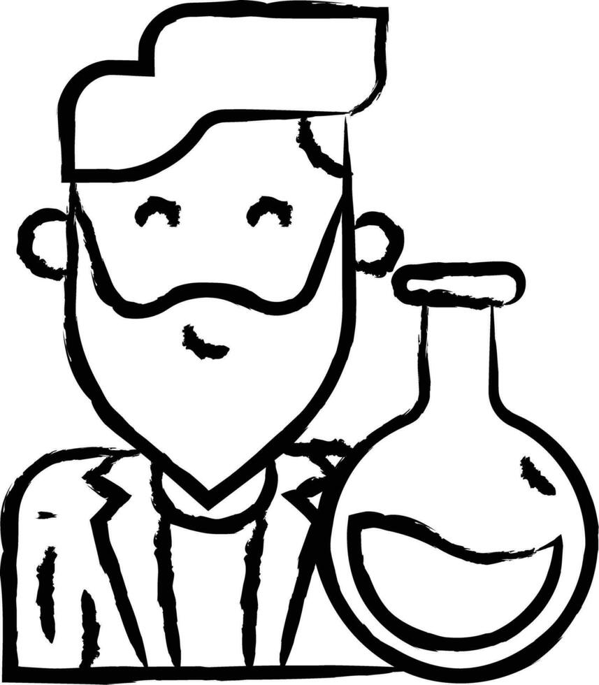 Scientist man hand drawn vector illustration