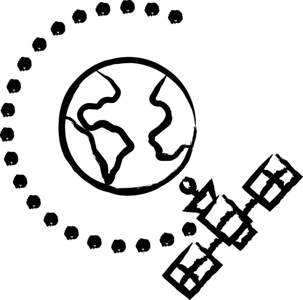 Satellite Orbit hand drawn vector illustration