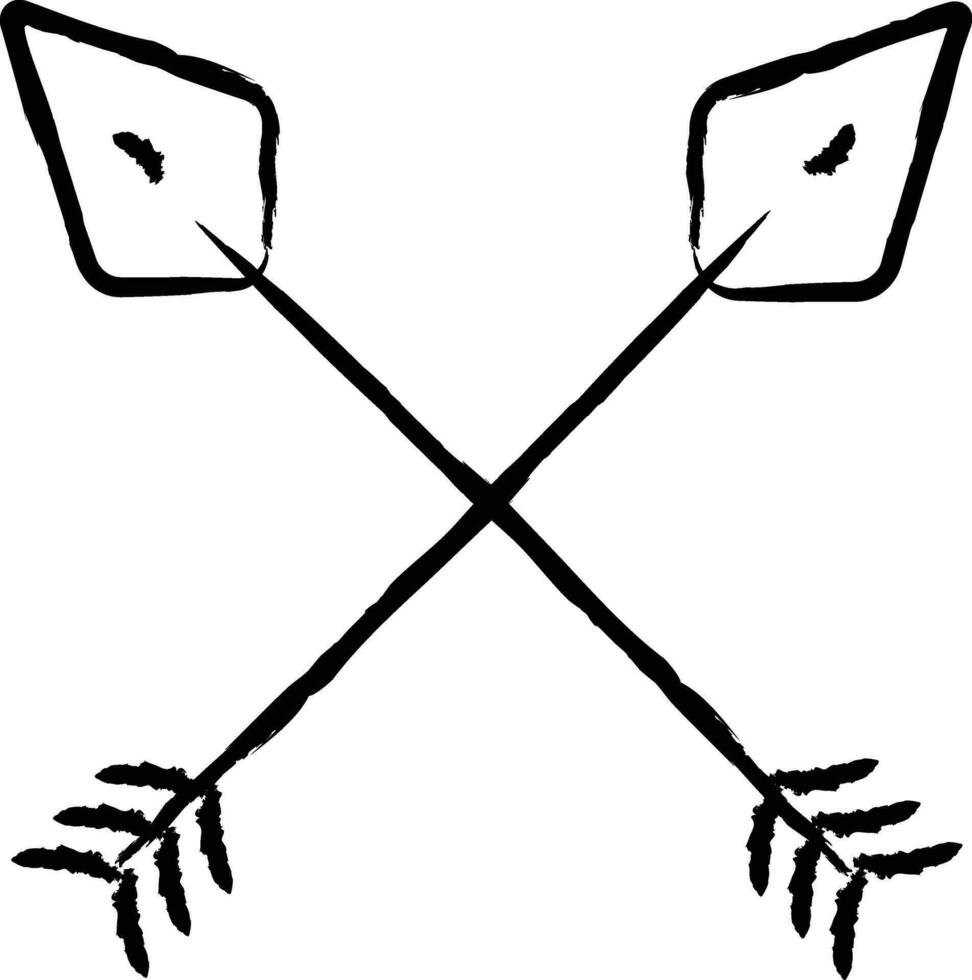Crossed arrows hand drawn vector illustration