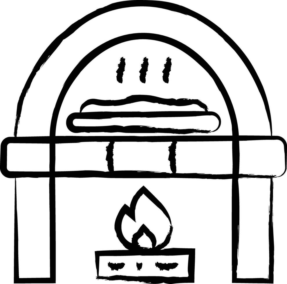 Wood fire chimney hand drawn vector illustration