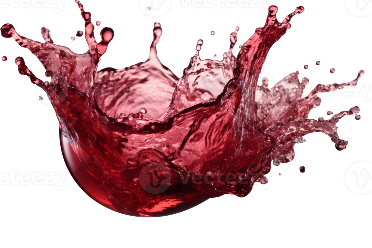 AI generated Red wine splashing out of it on transparent background created with generative AI technology png