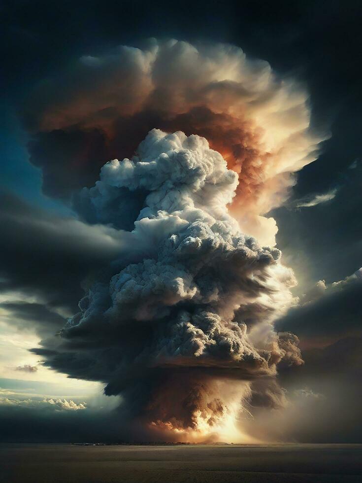 ai generado relámpago durante verano tormenta foto