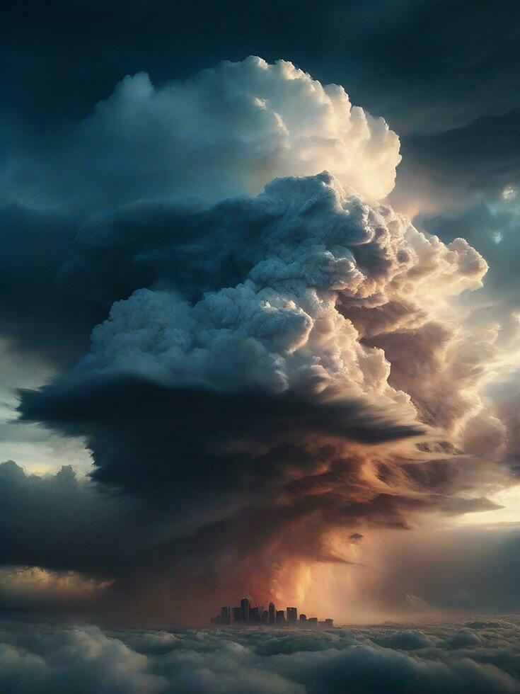 ai generado relámpago durante verano tormenta foto