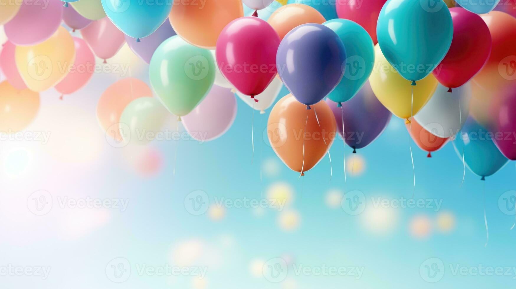 AI generated colorful balloons background at celebration, ai photo