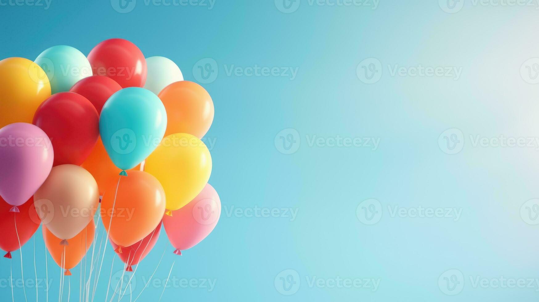 AI generated colorful balloons background at celebration, ai photo