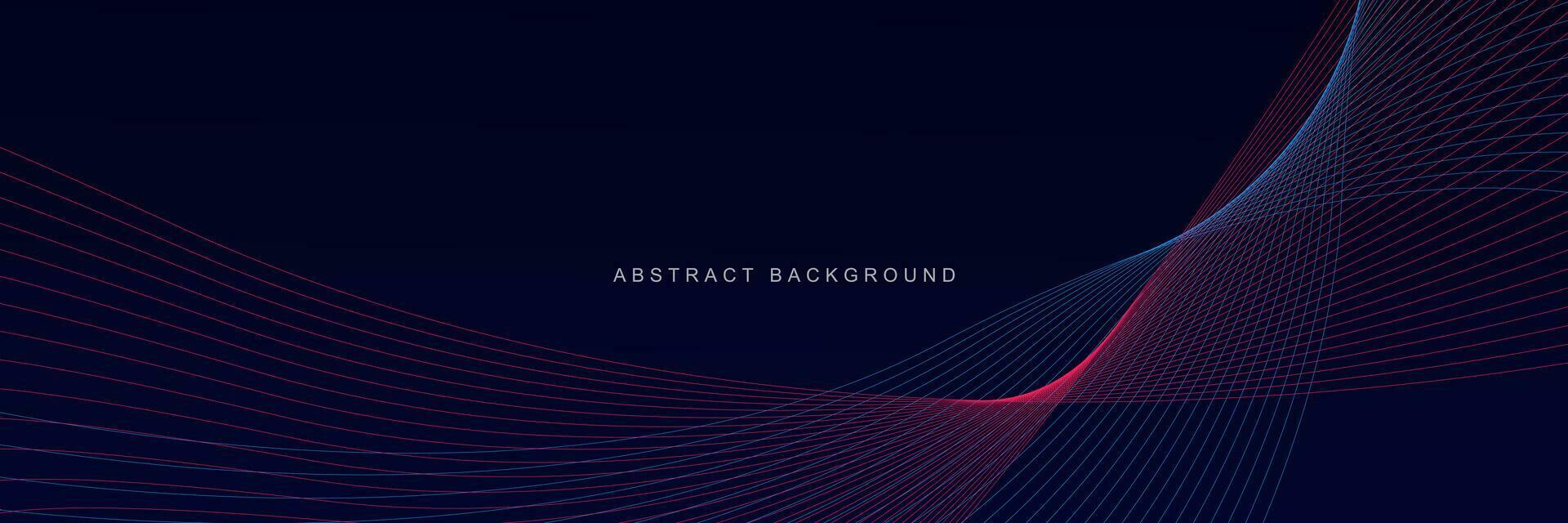 Dark Blue abstract background with glowing waves. Shiny lines design element. Modern pink blue gradient flowing wave lines. Futuristic technology concept. Vector illustration