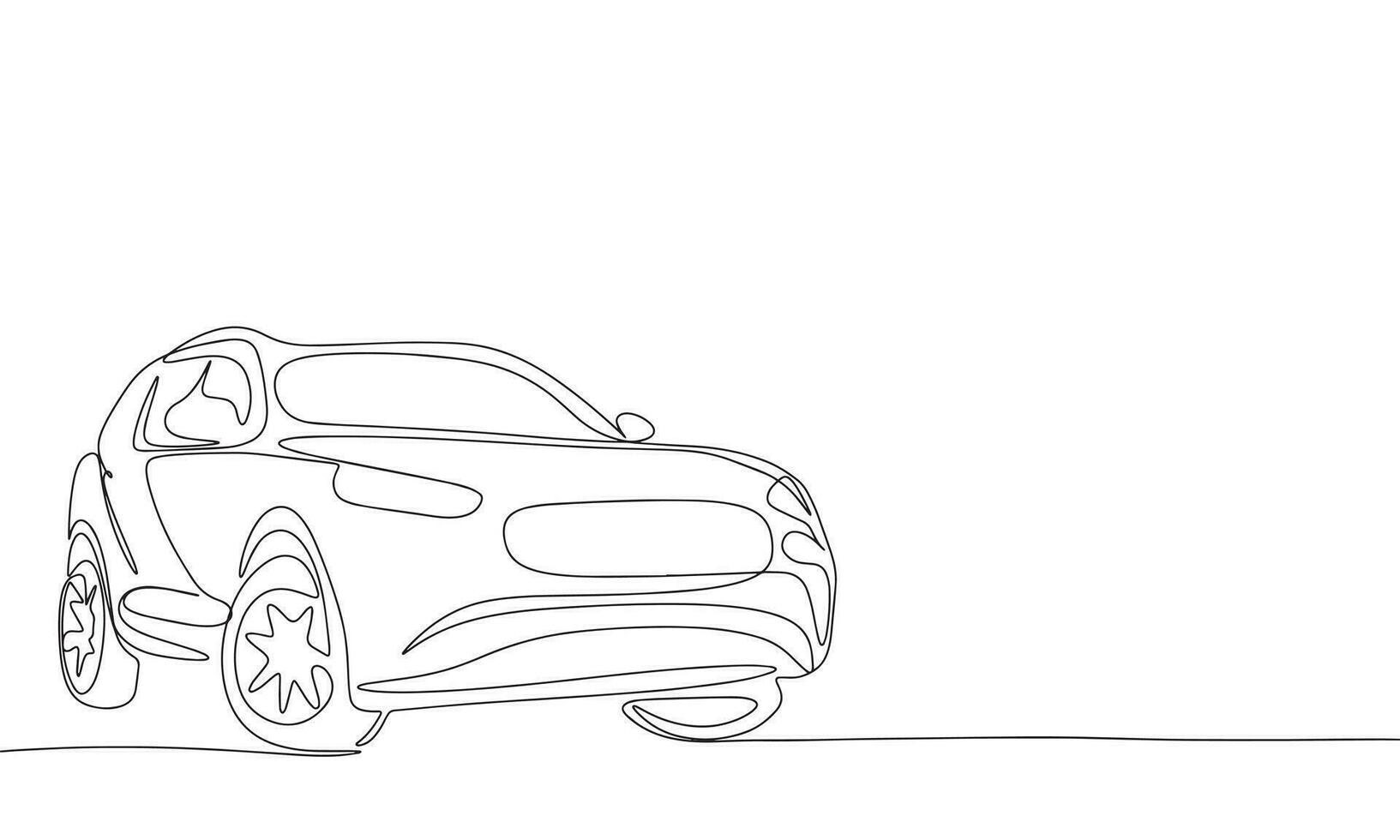 Modern abstract car one line continuous. Line art auto outline. Hand drawn vector art.