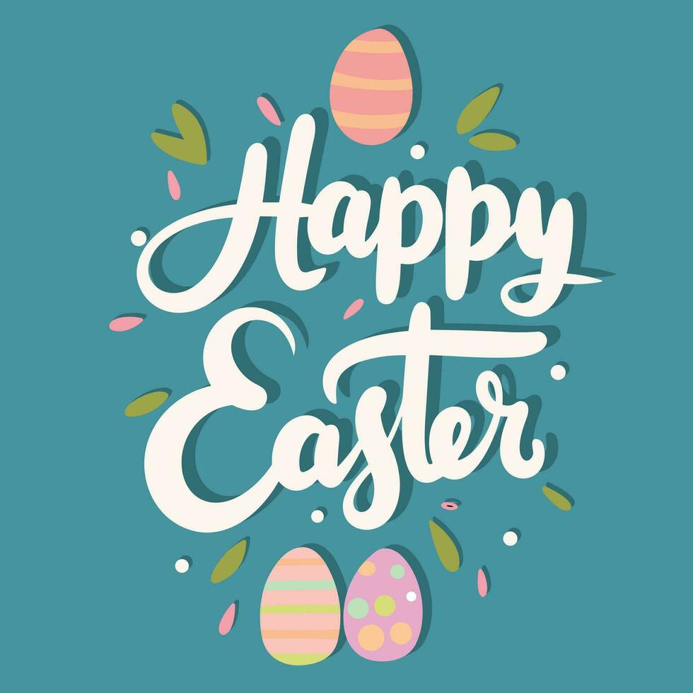 Happy Easter text banner. Handwriting Happy Easter inscription. Hand drawn vector art