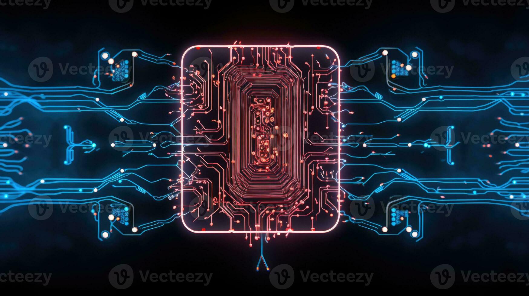 AI generated microchip circuit board tech, ai photo