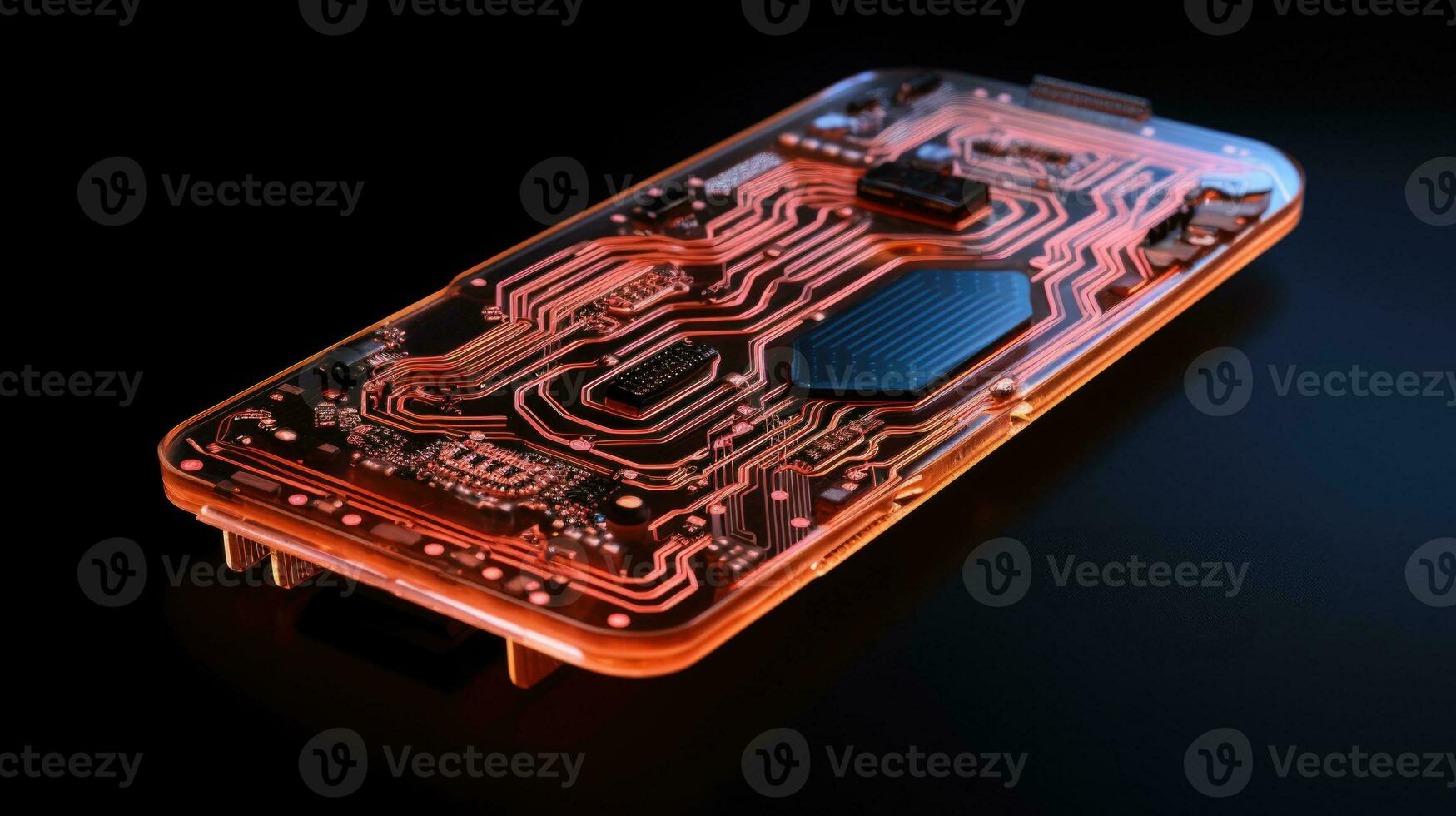 AI generated microchip circuit board tech, ai photo