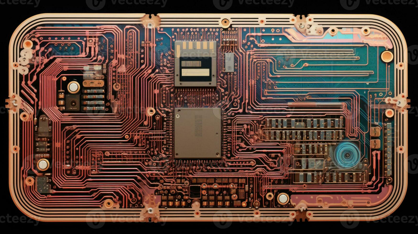 AI generated microchip circuit board tech, ai photo