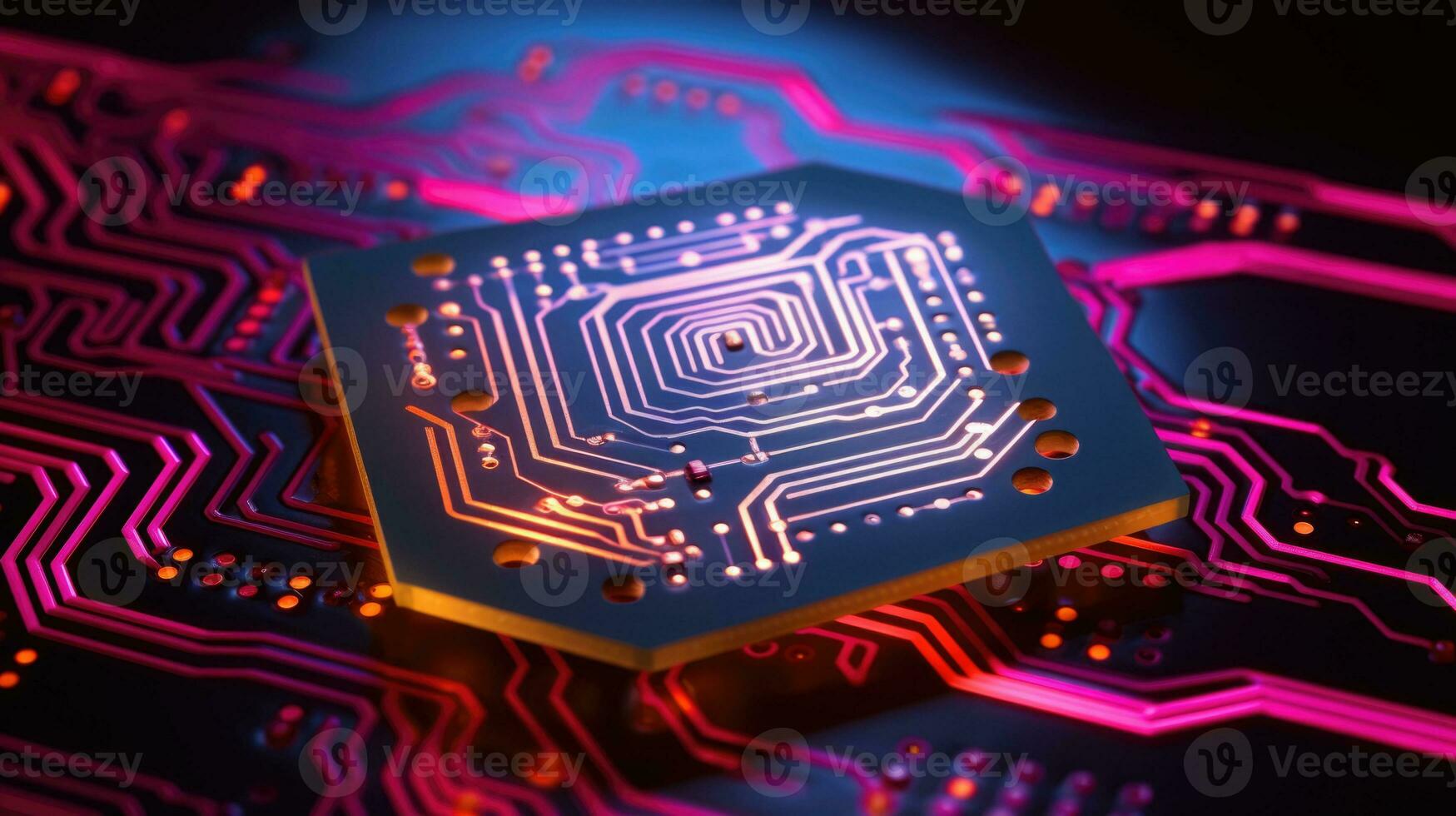 AI generated microchip circuit board tech, ai photo