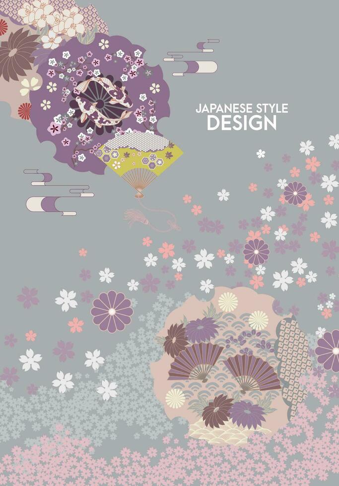 Japanese style pattern background or cover design. vector