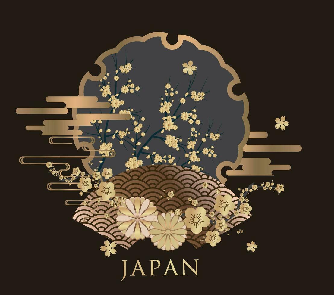 Japanese style pattern background or cover design. vector