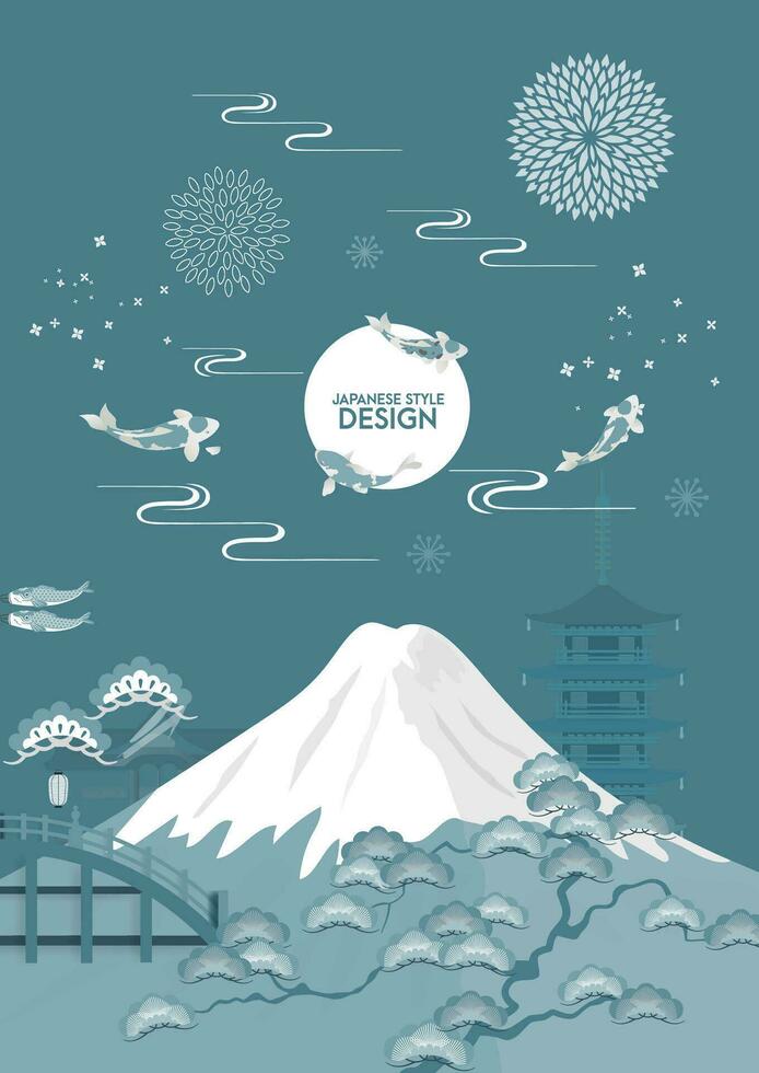 Japanese style pattern background or cover design. vector