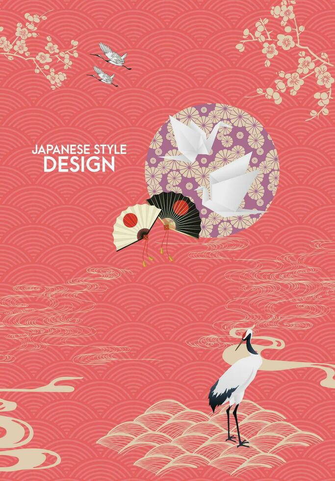 Japanese style pattern background or cover design. vector