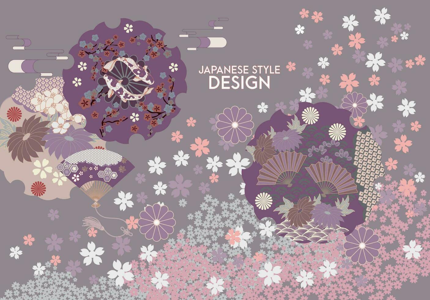 Japanese style pattern background or cover design. vector