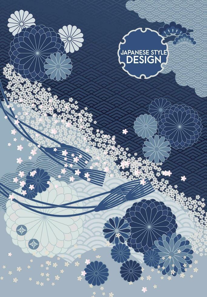 Japanese style pattern background or cover design. vector