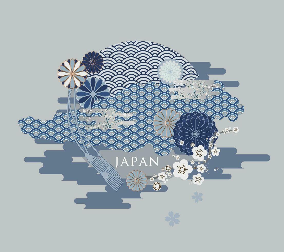 Japanese style pattern background or cover design. vector