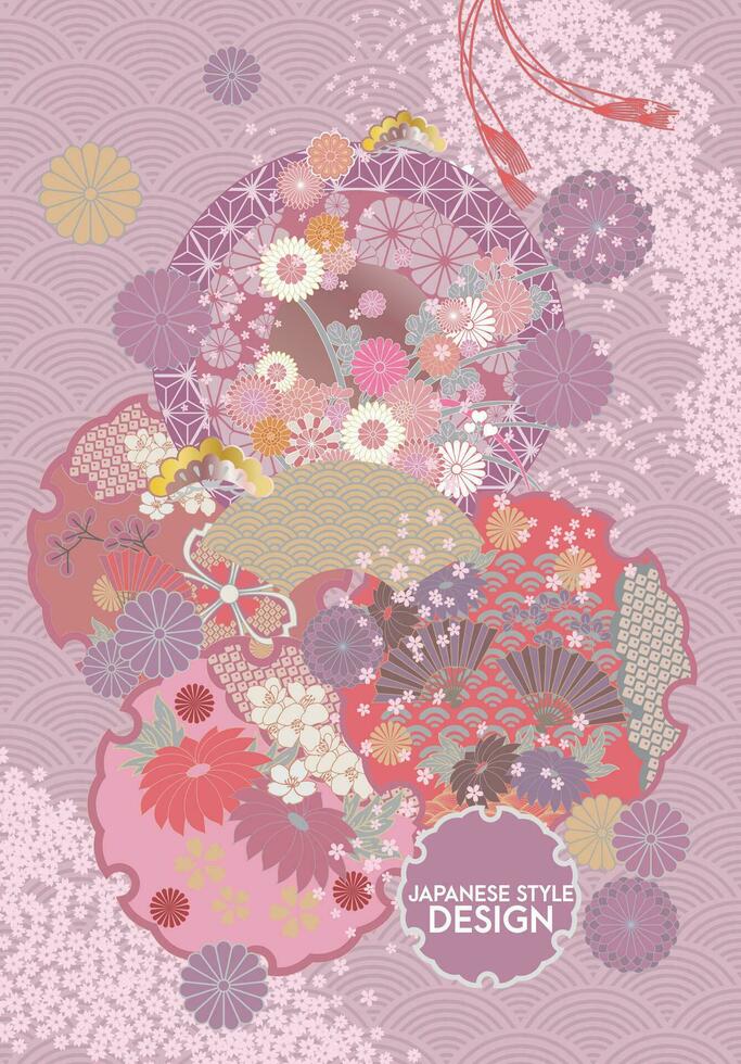 Japanese style pattern background or cover design. vector