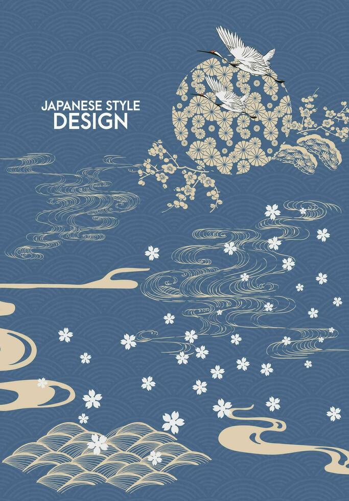 Japanese style pattern background or cover design. vector