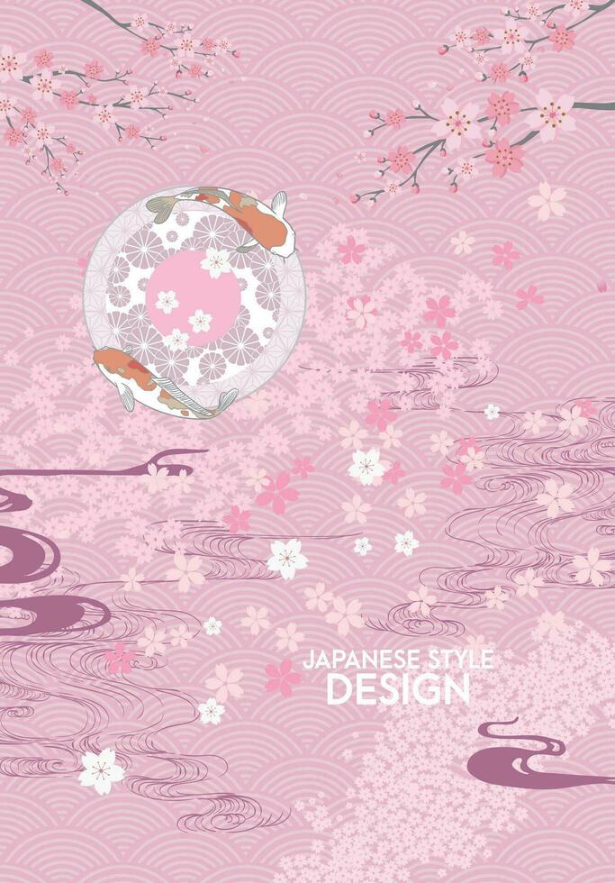 Japanese style pattern background or cover design. vector