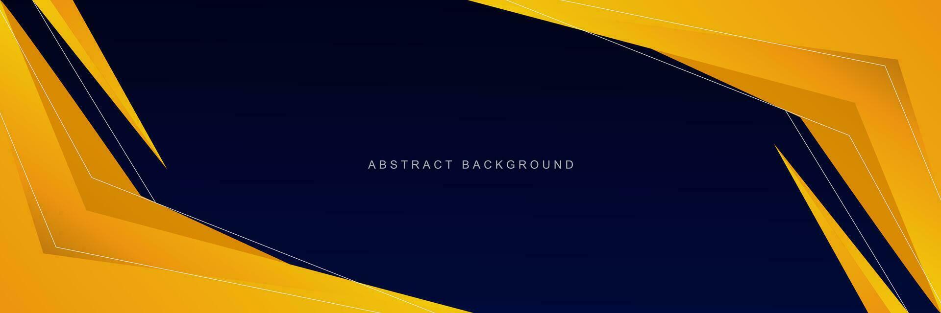 Dark Blue abstract background with orange yellow gradient frame. Futuristic banner concept. Vector illustration