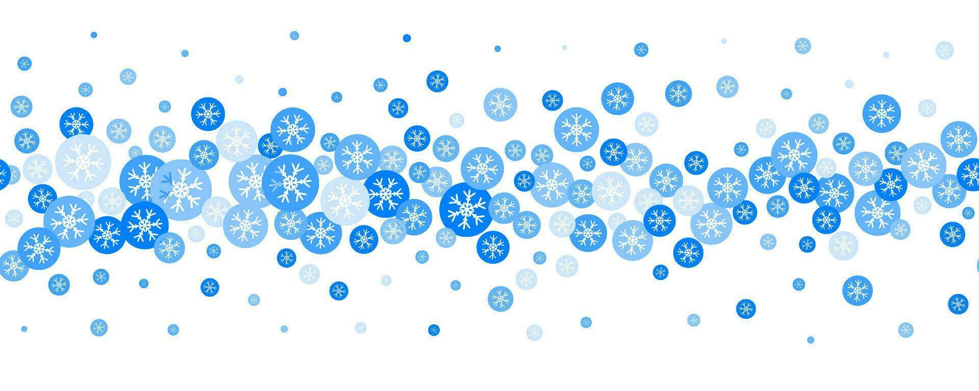 Snowflakes vector background. Winter holiday decor with blue crystal elements. Graphic icy frame isolated on white backdrop.