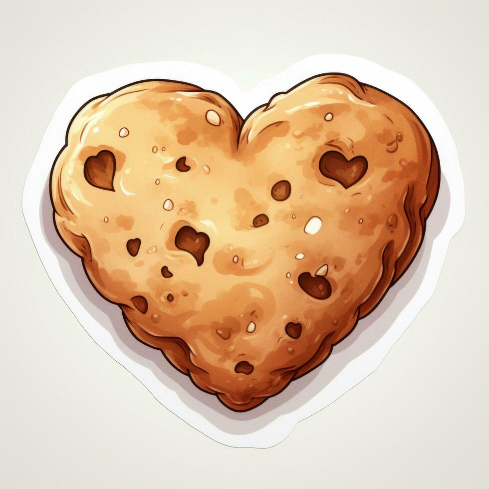 AI generated heart shaped cookie printable sticker, photo