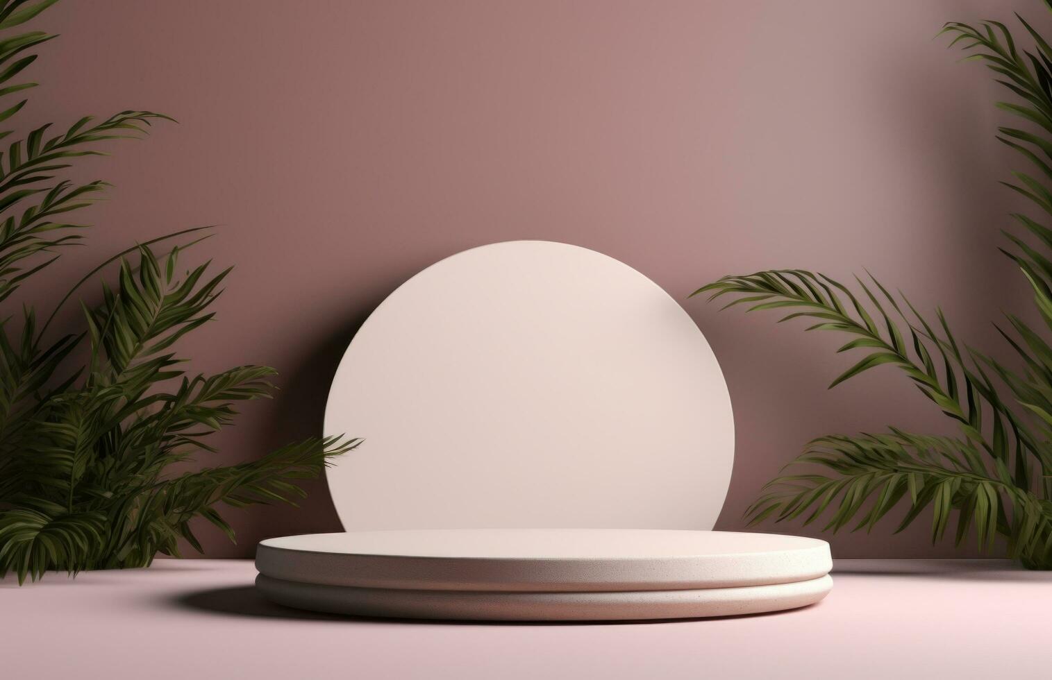 AI generated image of a round white plate sitting on top of plants photo