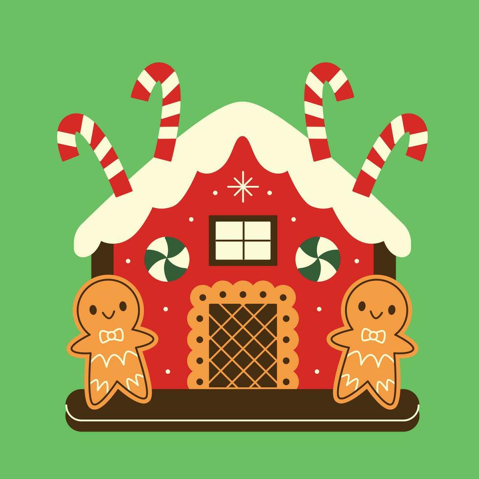 drawing of a christmas house,a cartoon house with a santa hat on top vector