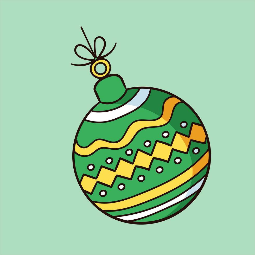 un Navidad bola, ola línea Navidad pelota con amarillo, rosa, azul y verde colores vector