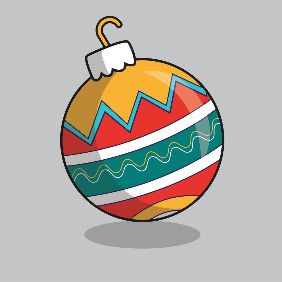 un Navidad bola, ola línea Navidad pelota con amarillo, rosa, azul y verde colores vector