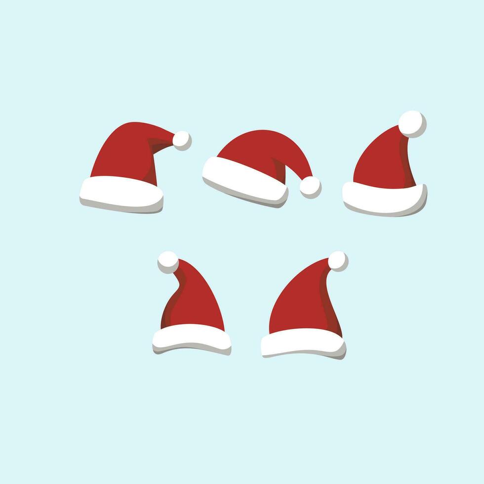 Santa Claus hat,Bundle Set Chrismas vector