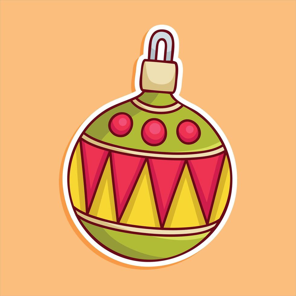 christmas ball - ornament icon,red and green striped Christmas ornament,A Christmas Ball,Christmas Bauble Ball Ornament Symbol vector