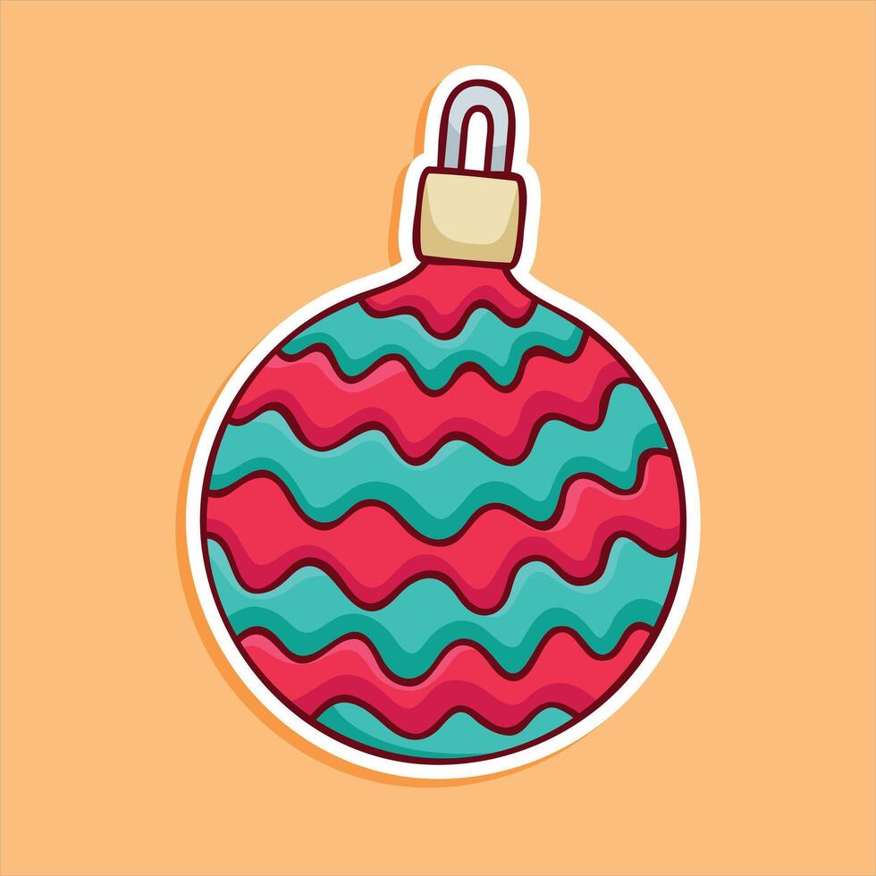 Navidad pelota - ornamento icono, rojo y verde a rayas Navidad ornamento, un Navidad bola, navidad chuchería pelota ornamento símbolo vector