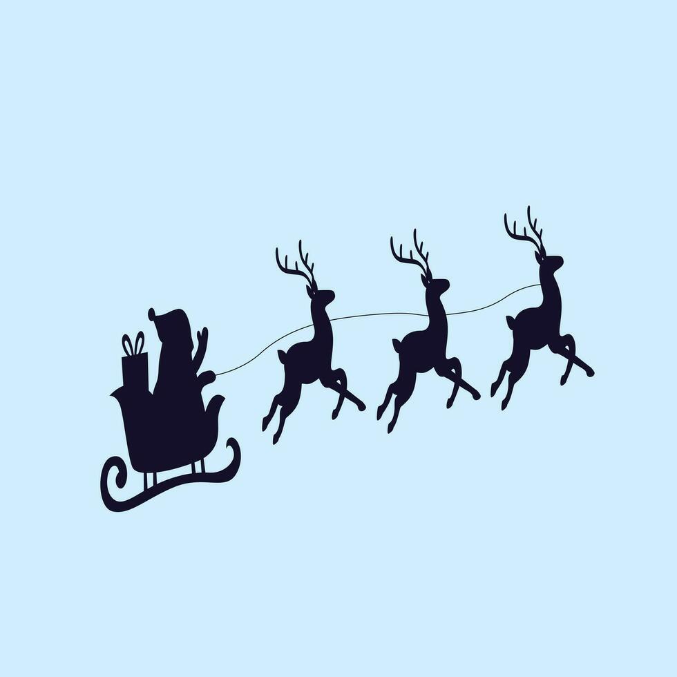 silueta de Papa Noel claus en trineo y ciervo. Navidad día.,papá Noel trineo vector