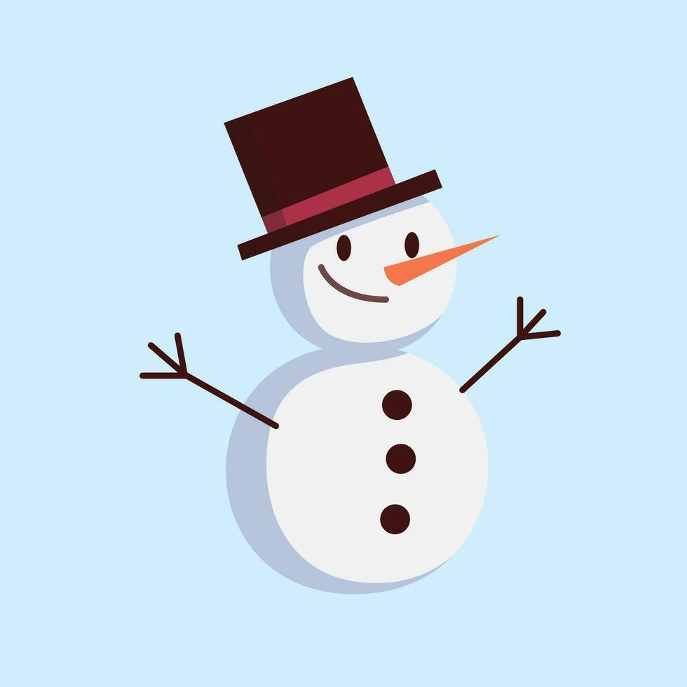 cute snowman christmas with black hat vector