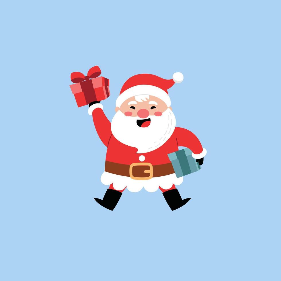 santa claus cartoon. Merry Christmas.cartoon santa wearing red knitted hat for decorating Christmas greeting cards vector