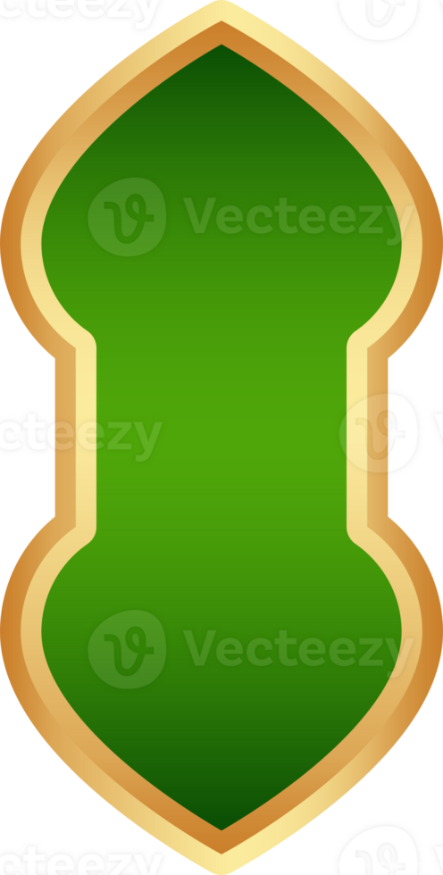 Ramadan golden frame. Islamic window shape. Arabic arch. Muslim vintage border for design with green background. Indian decoration in oriental style. png