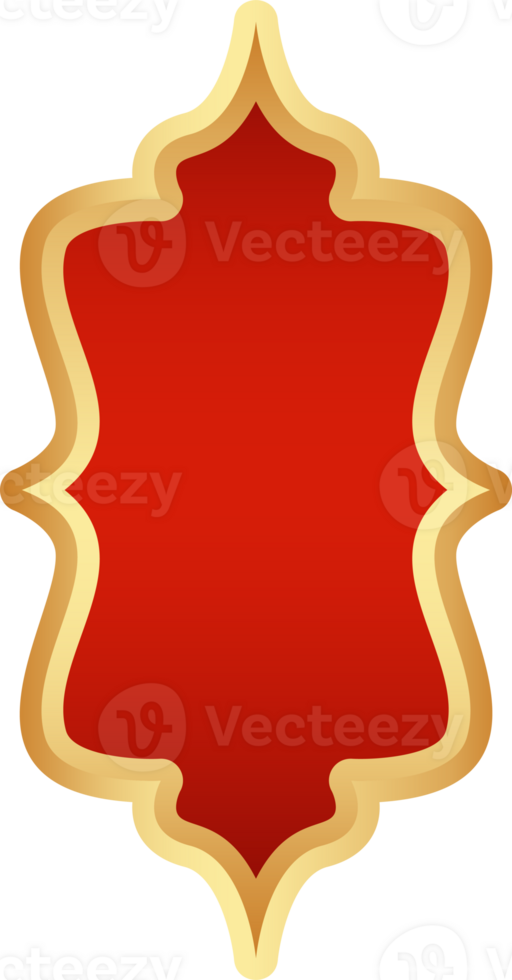 Ramadan golden frame. Islamic window shape. Arabic arch. Muslim vintage border for design with red background. Indian decoration in oriental style. png