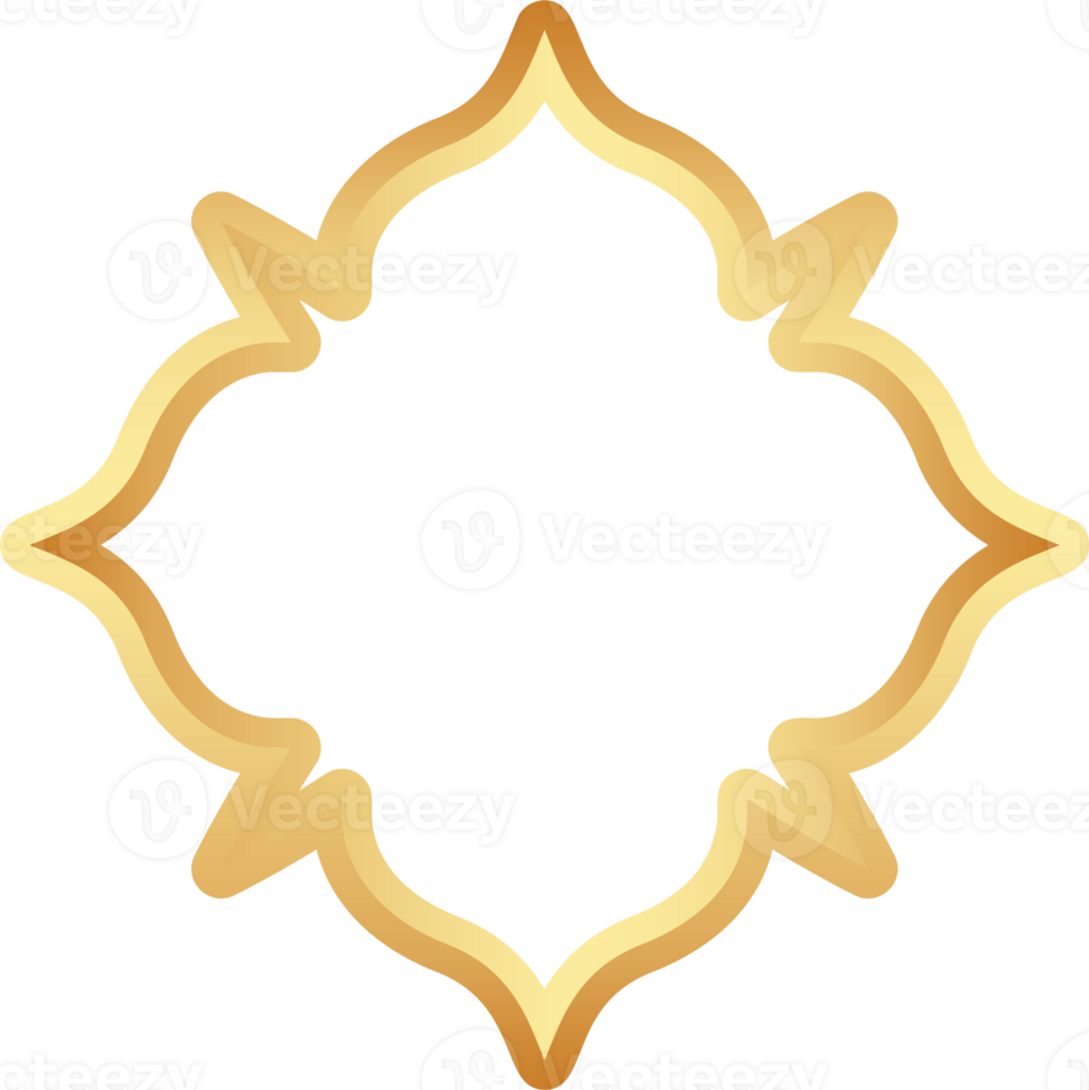 islamic gyllene ram form. ramadan fönster med prydnad. orientalisk dekoration design. arab traditionell element och tecken. png