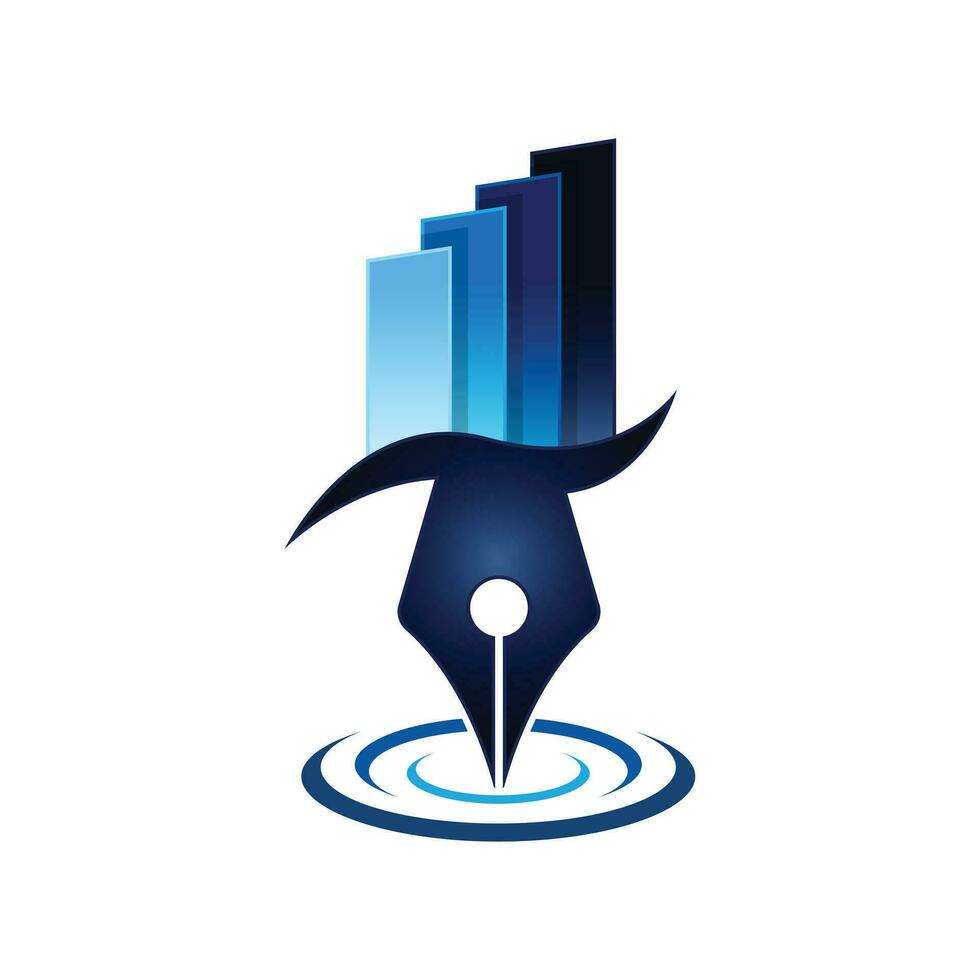 Pen graph or financial accounting agency vector logo template. This design use statistics symbol. Suitable for business or learning and agency