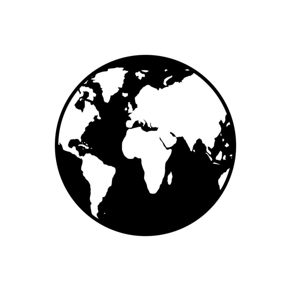 Planet Earth icon isolated on white background. World globe Vector illustration