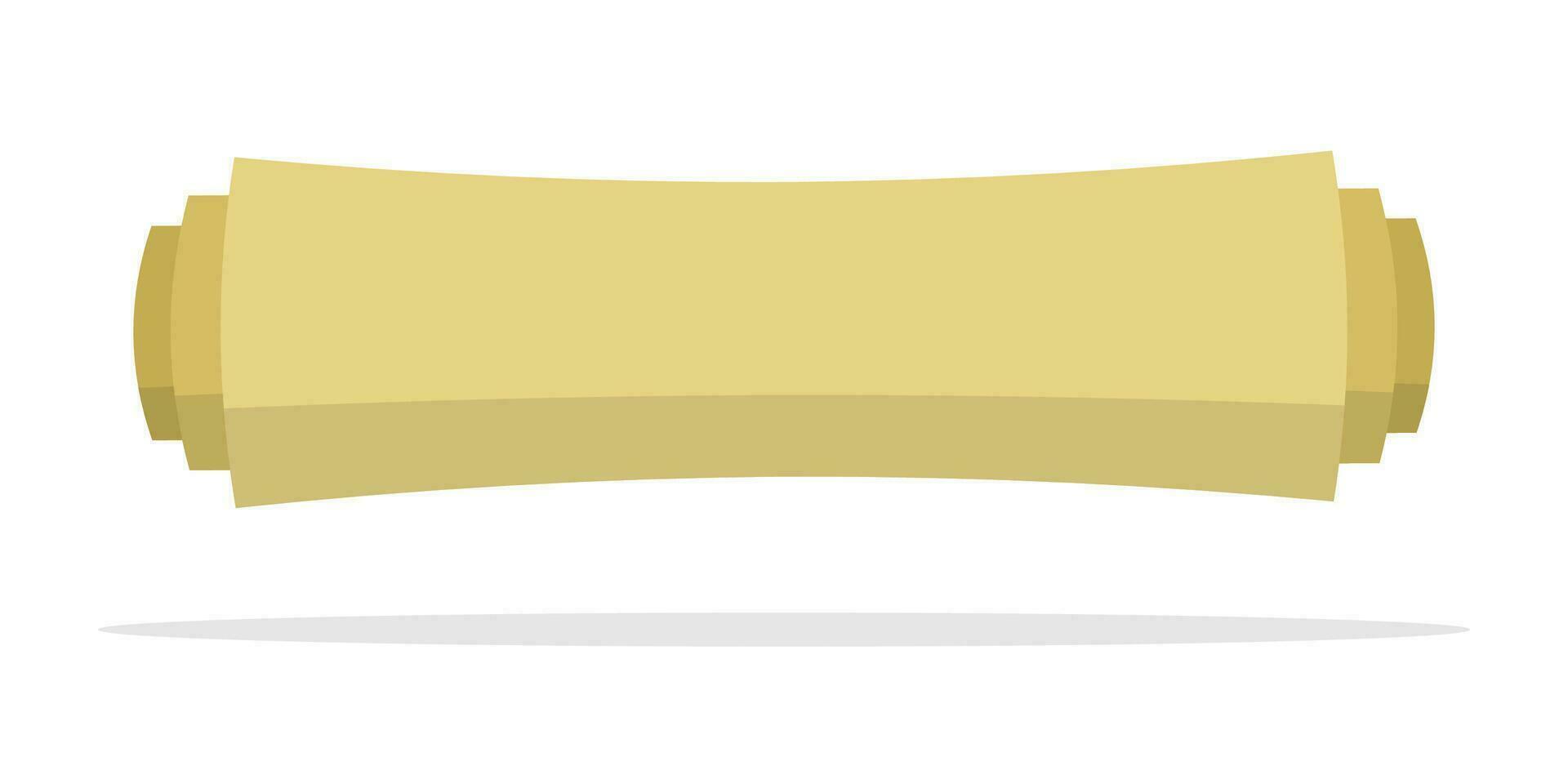 Rolled up scroll of old yellow paper icon isolated on white background. vector